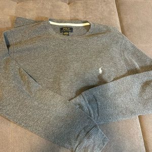POLO RALPH LAUREN Waffle Long Sleeve Crew Charcoal Heather